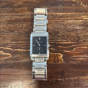 Fossil Silver Watch with Black Dial